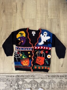 Tiara international vintage Halloween Knit Cardigan Sweater